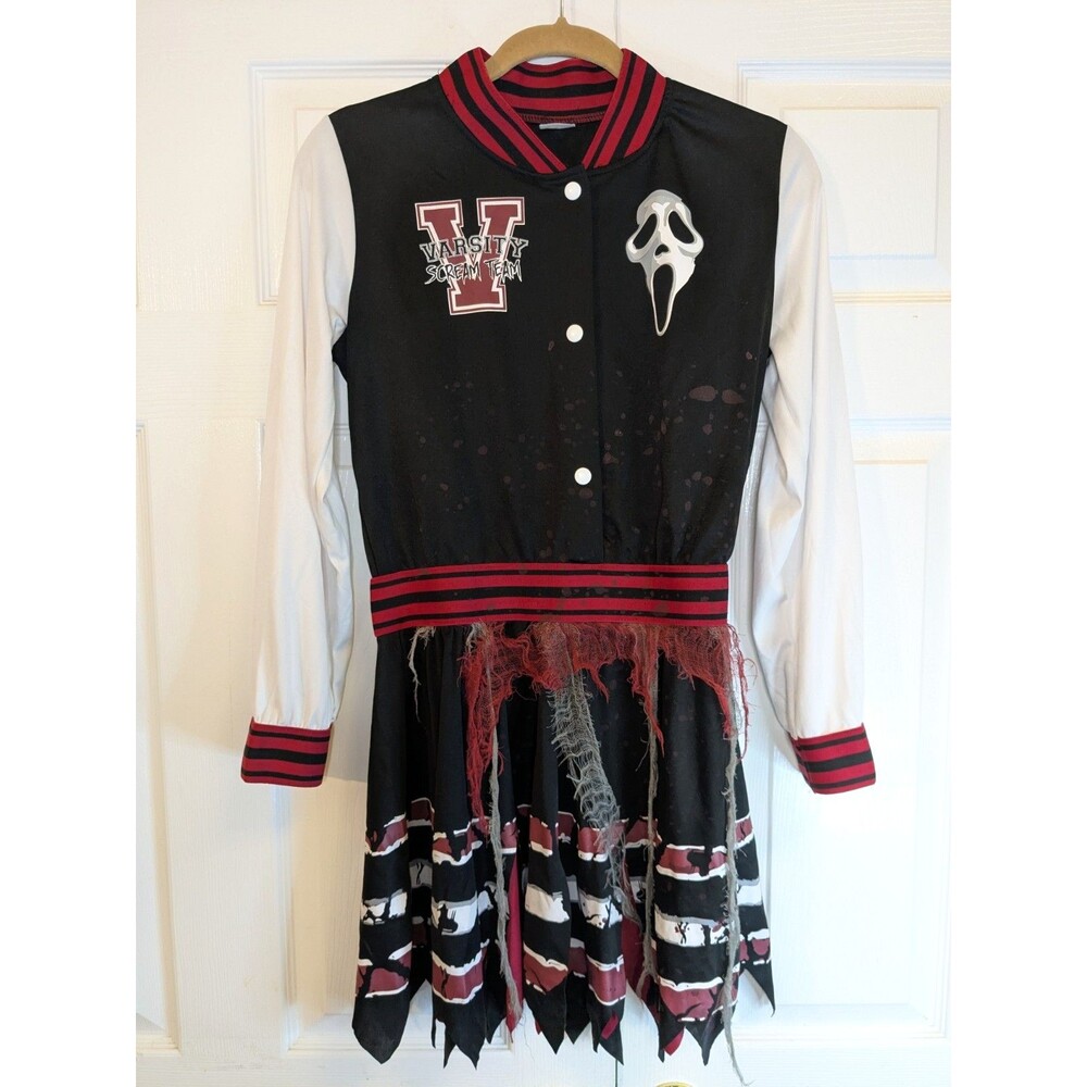 Spirit Halloween Scream Ghost Face Varsity Cheer Costume Dress Girls XL 14-16